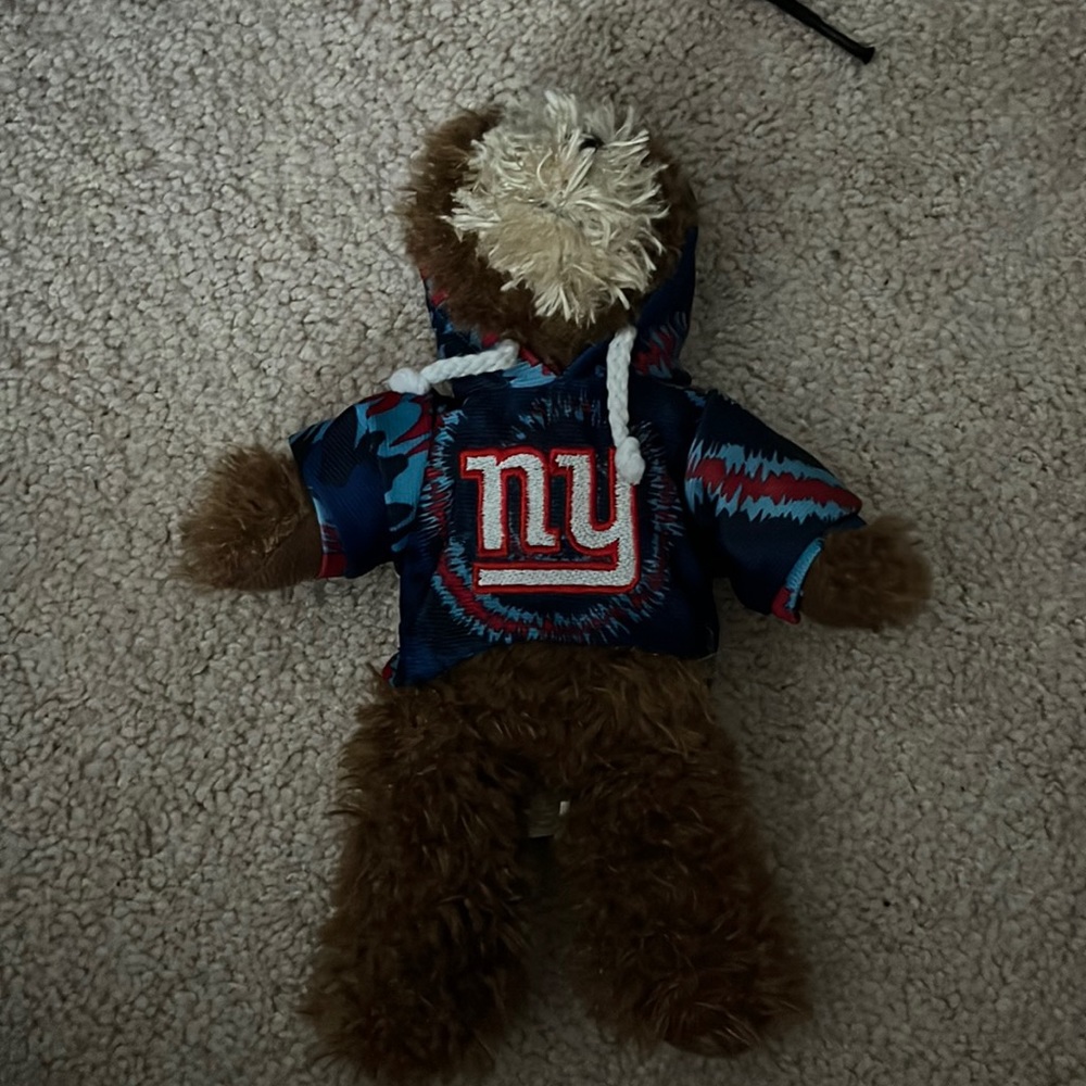 NY Giants bear in hoodie stuffed animal